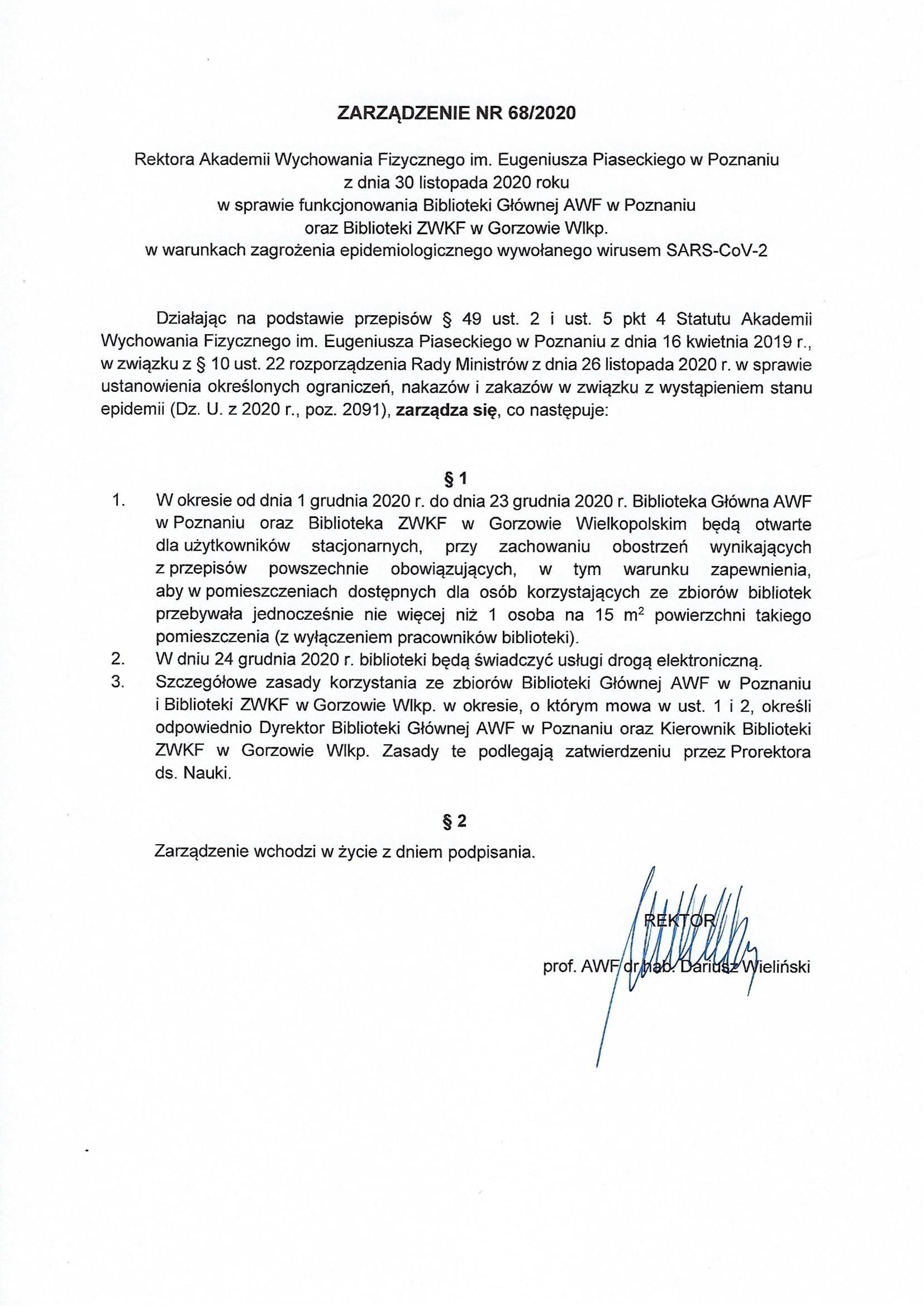 zarzadzenie 68 2020